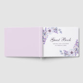 水彩紫色の花。バイオレット結婚フローラ ゲストブック (全面)