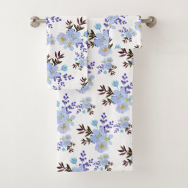 水彩紫色の花 バスタオルセット