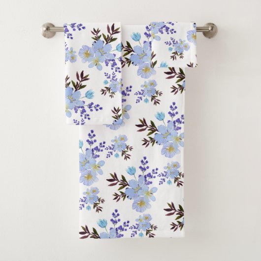 水彩紫色の花 バスタオルセット (インサイチュ)