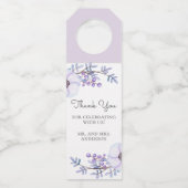 水彩紫色の花。フローラ結婚の感謝していお前 ボトルネックタグ (正面)