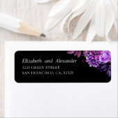 水彩紫色の花。ブラック結婚の住所 ラベル (インサイチュ)