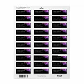 水彩紫色の花。ブラック結婚の住所 ラベル (フルシート)