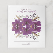 水彩紫色の花 プレイスカード (外部開封)