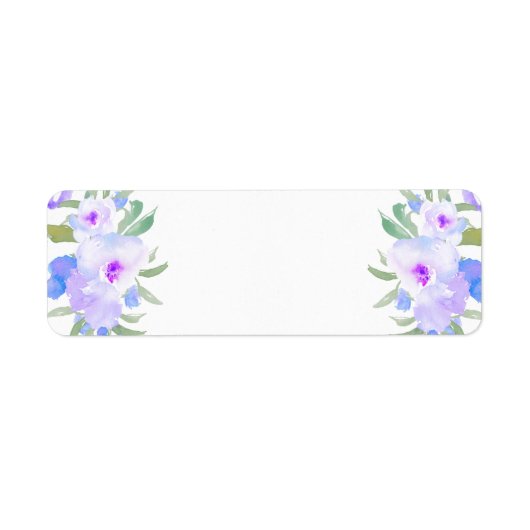水彩紫色の花 ラベル (正面)