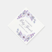 水彩紫色の花。薄紫フローラベビースシャワー スタンダードカクテルナプキン (角)