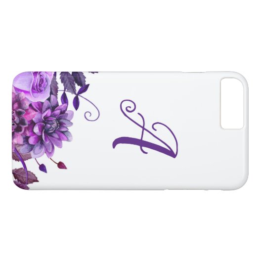 水彩紫色の花。薄紫フローラモノグラム Case-Mate iPhoneケース (裏面(横))