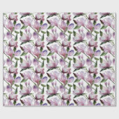 水彩紫色の薄紫の花のパターン ラッピングペーパー (フラット)