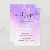 水彩紫色の薄紫スクリプト書結婚の 出欠カード (正面/裏面)
