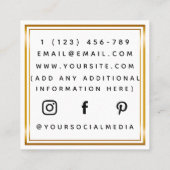 水彩紫色の蝶金ゴールド美縁ど学 スクエア名刺 (裏面)