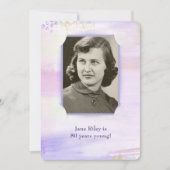 水彩紫色の誕生日パーティーフォトフレーム 招待状 (正面)