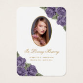 水彩紫色の追悼式祈りの言葉カード (正面)