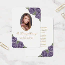 水彩紫色の追悼式祈りの言葉カード