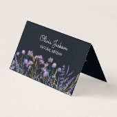 水彩紫色の野草草折り畳み 名刺 (正面)
