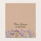 水彩紫色の野草草折り畳み 名刺 (外部フラット)