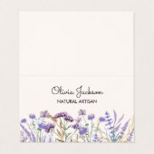 水彩紫色の野草草折り畳み 名刺 (外部フラット)