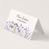 水彩紫色の野草草折り畳み 名刺 (正面)