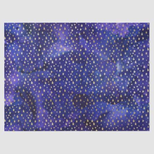 水彩紫色の金ゴールド星 薄葉紙 (正面)
