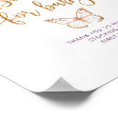 水彩紫色の金ゴールド蝶ブックスベビー ポスター (角)