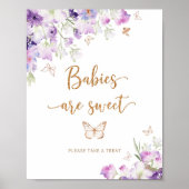 水彩紫色の金ゴールド蝶ベビーは甘い ポスター (正面)