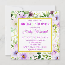 水彩紫色の魔法の花ブライダルシャワー