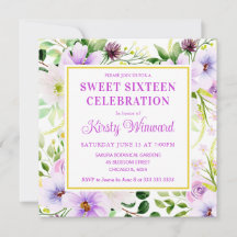 水彩紫色の魔法の花Sweet sixteen