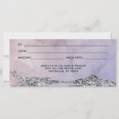 水彩紫色の黒銀のギフト証明書 (裏面)