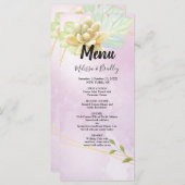 水彩紫色シックフローラ結婚メニュー プログラム (正面/裏面)