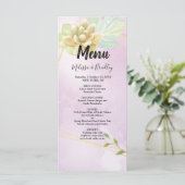 水彩紫色シックフローラ結婚メニュー プログラム (スタンド正面)