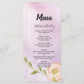 水彩紫色シックフローラ結婚メニュー プログラム (正面/裏面)