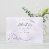 水彩紫色ラベンダー結婚の花感謝していのy サンキューカード (スタンド正面)