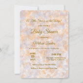 水彩紫色和橙色婴儿淋浴邀请函 招待状 (正面)