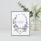 水彩紫色堇菜花環 想念你詩 ポストカード (スタンド正面)