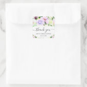 水彩紫色夏季花卉 婚前シャワー スクエアシール (バッグ)