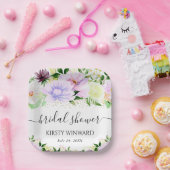 水彩紫色夏季花卉 婚前シャワー ペーパープレート (パーティー)