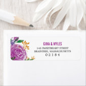 水彩紫色彩の鮮やかの開花 |差出人住所 ラベル (インサイチュ)