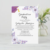 水彩紫色春フローラバースト卒業 招待状 (スタンド正面)
