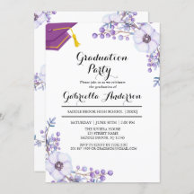 水彩紫色春フローラバースト卒業