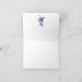 水彩紫色海葵綠植感謝 サンキューカード (内部)