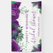 水彩紫色玫瑰婚前歡迎派對 横断幕 (縦)