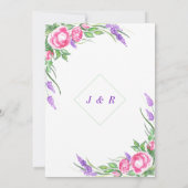 水彩紫色粉紅花卉婚禮請柬 (裏面)