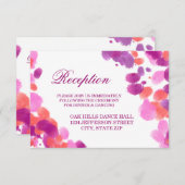 水彩紫色粉色婚礼答谢卡 エンクロージャーカード (正面/裏面)