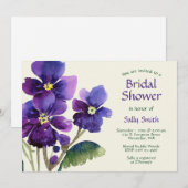 水彩紫色紫薇花婚前小聚会 招待状 (正面/裏面)