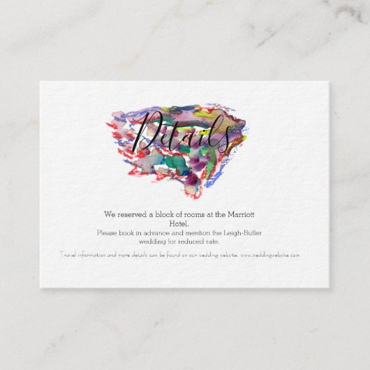 水彩紫色花卉婚礼细节卡 エンクロージャーカード (正面)