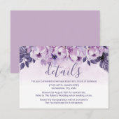 水彩紫色花卉婚礼详情 招待状 (正面/裏面)