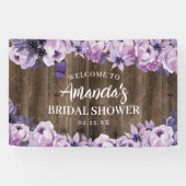 水彩紫色花卉農村風木製結婚前祝賀会 横断幕 (横)