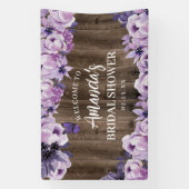 水彩紫色花卉農村風木製結婚前祝賀会 横断幕 (縦)