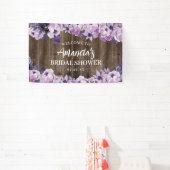 水彩紫色花卉農村風木製結婚前祝賀会 横断幕 (インサイチュ)