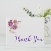 水彩紫色花卉 サンキューカード (スタンド正面)
