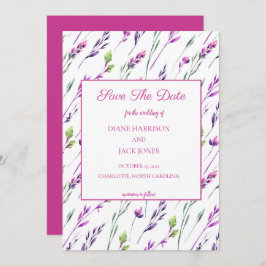 水彩紫色花卉 保存日期婚礼 招待状
