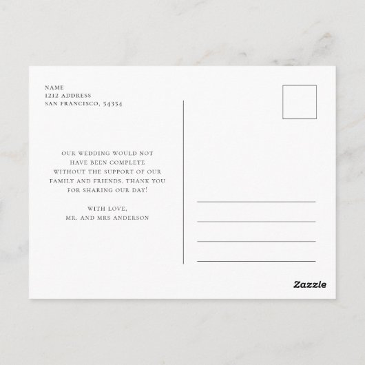 水彩紫色花卉。婚礼的爱与感谢 ポストカード (裏面)